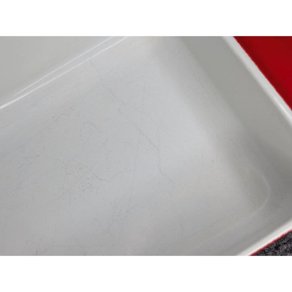 Vintage Copco Denmark Michael Lax Red Enamel Cast Iron Baking Pan 10 X 6 X 2‎